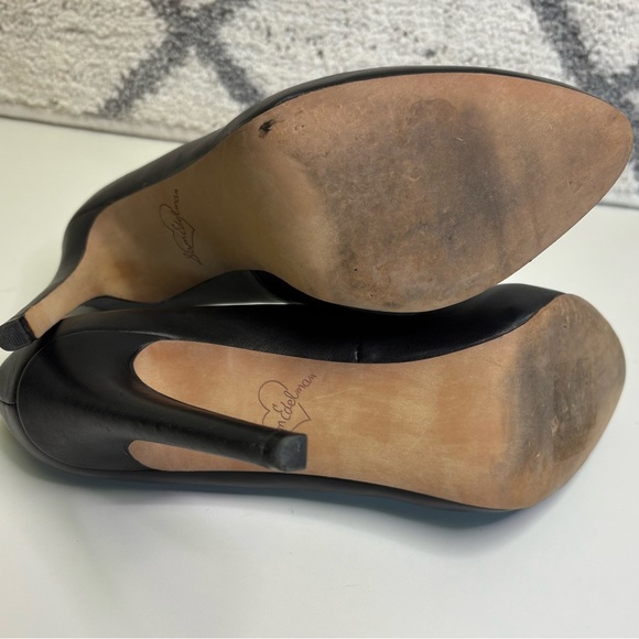 Sam Edelman Women’s 9.5 Black/Gold Heels Platform Leather Pumps Stiletto 4” Heel - Picture 8 of 10